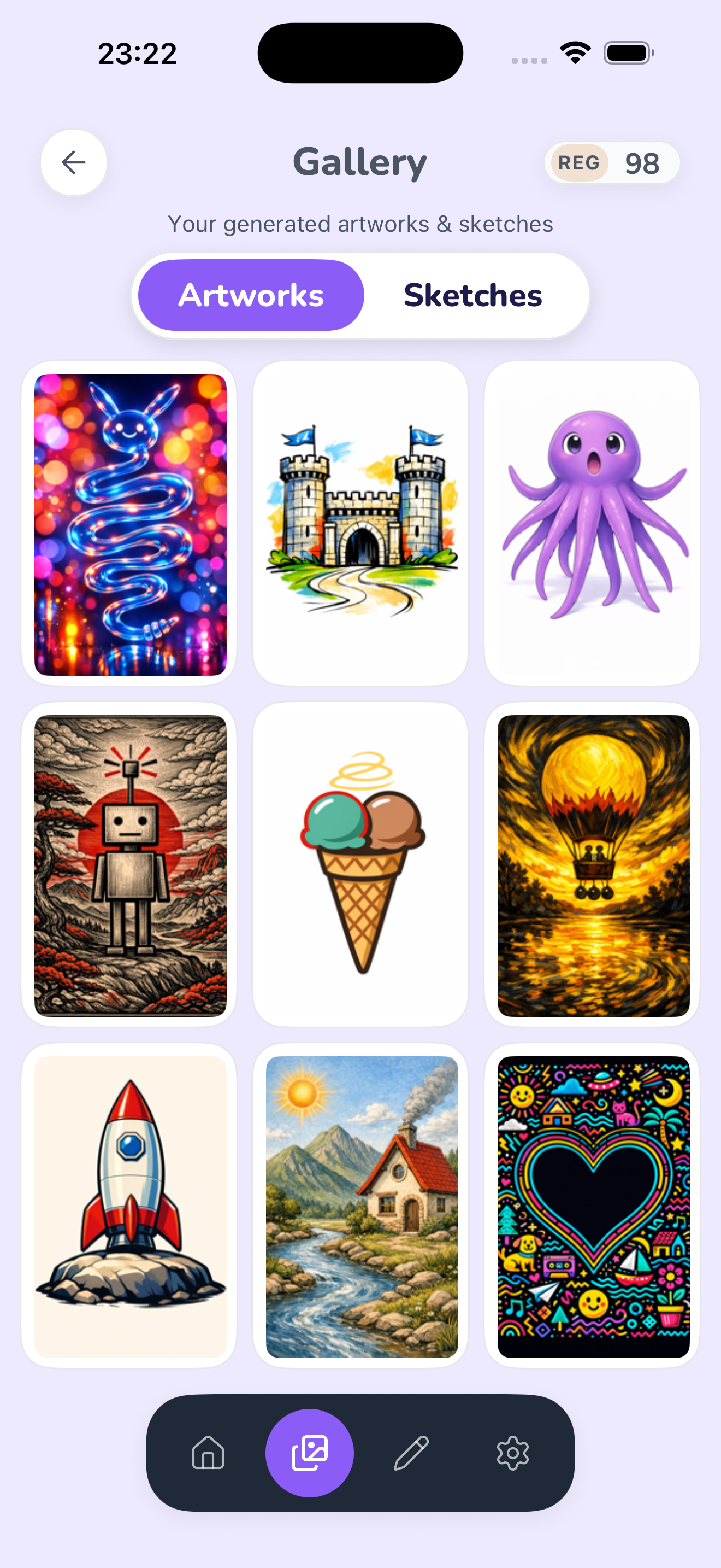 Gallery showing Artworks tab