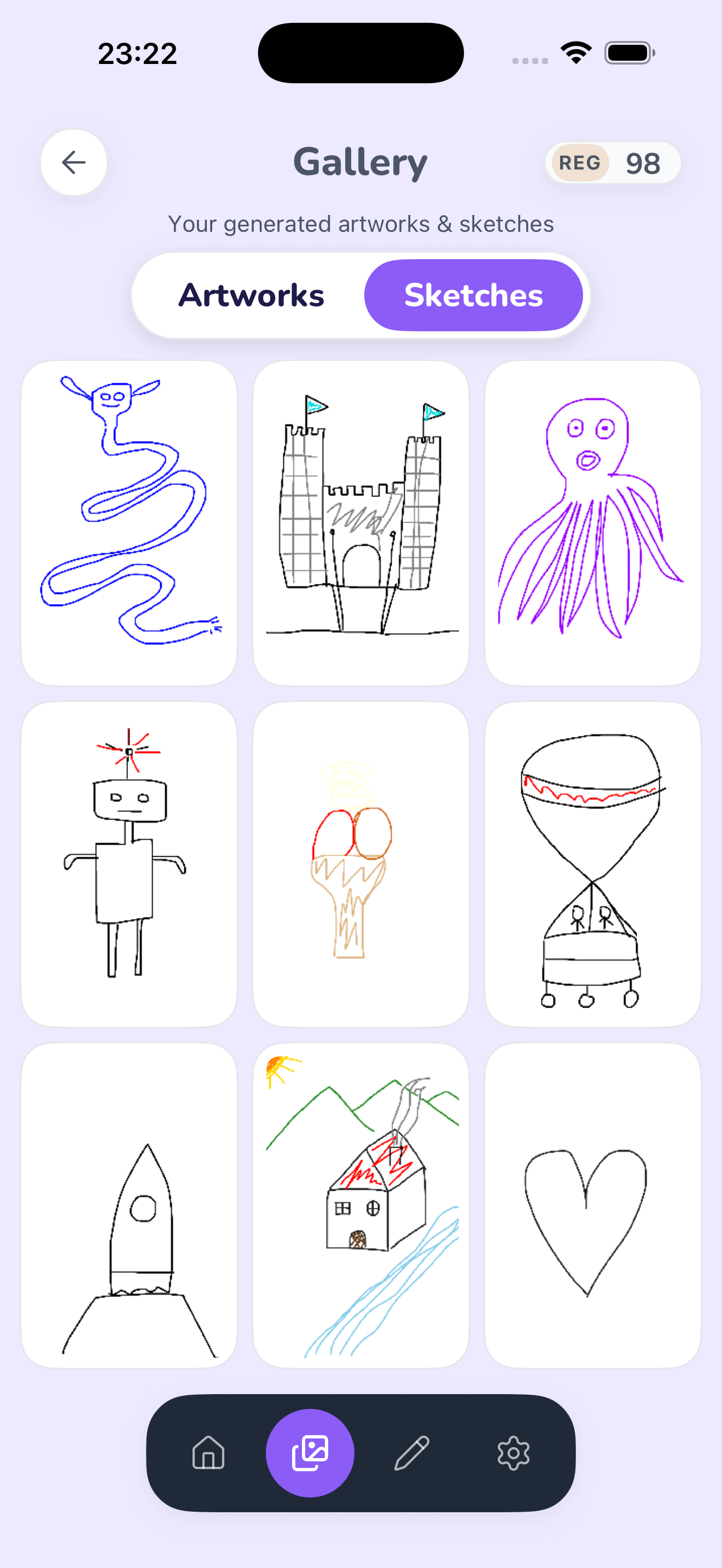 Gallery showing Sketches tab