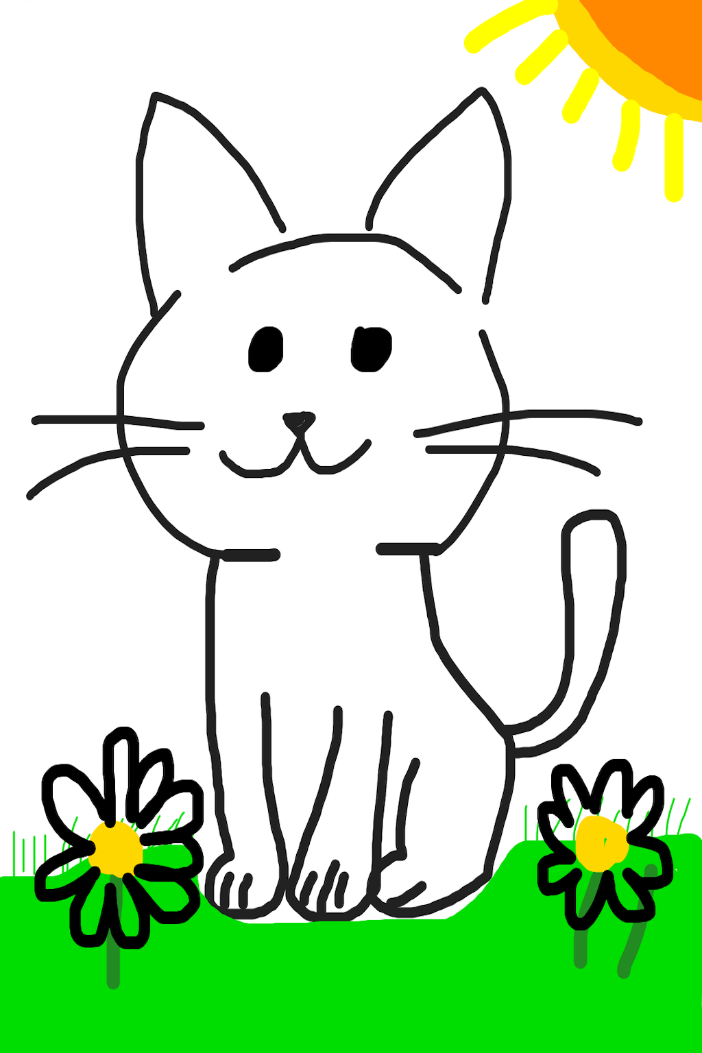 A hand-drawn cat sketch made in the Artacadabra app