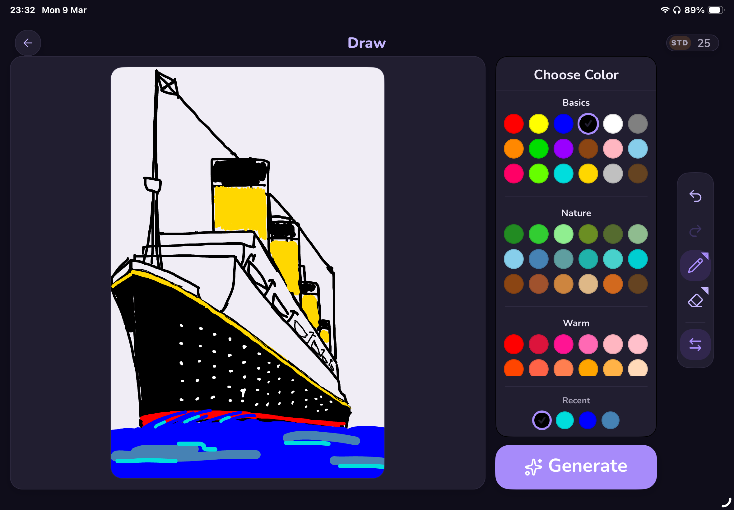 Left-handed layout on iPad — dark mode